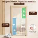 54"-87" Height Adjustable Extra Tall Cat Gate for Doorway, 27.1"-42" Extra Wide Pet Gate with Cat Door & Extension Kits, Pressure Mounted Dog Cat Barrier for Indoor Stairs, Studio, Kitchen (White)