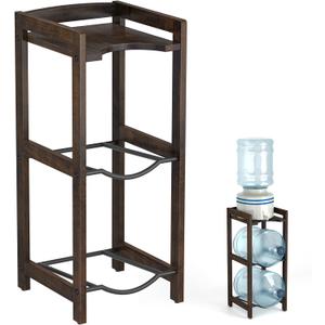 5 Gallon Water Jug Holder with Top Shelves, Natural Solid Wood Water Dispenser Stand 31"H, 3-Tiers 5 Gallon Water Jug Stand, Water Cooler Jug Rack, 5 Gallon Water Bottle Holder with 2 Slot & Top Shelf
