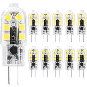 G4 LED Bulb 12V, HengBo Daylight White 6000K G4 JC Bi Pin Base 20 Watt Halogen Bulb Replacement Light Bulb for Under Cabinet, Range Hood, Stove Light (Pack of 10)