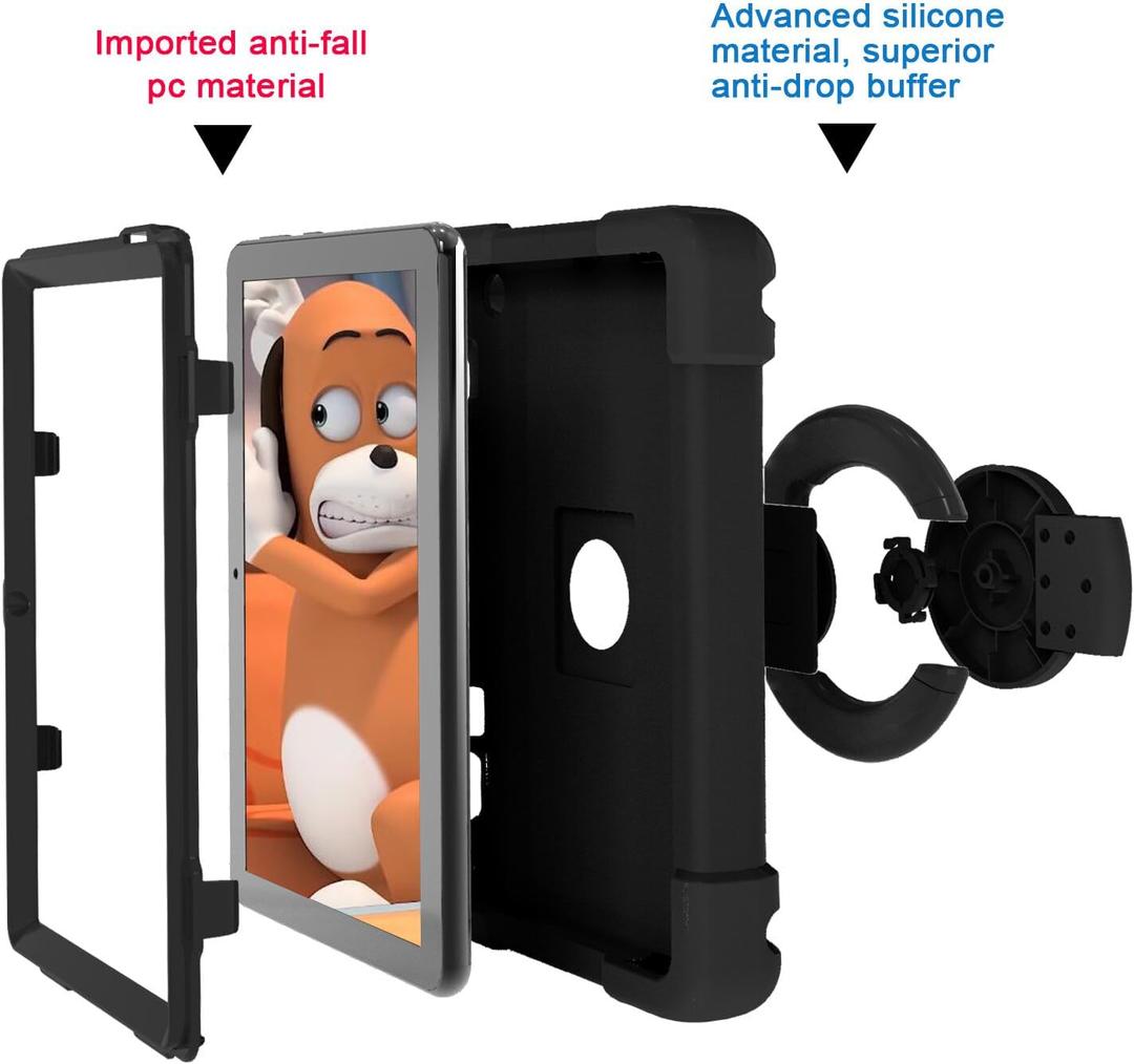 Compatible with Amazon Fire HD 8 2020/2022 Tablet CaseRugged Kids Case with Stand Lightweight Shockproof Kids Friendly Tablet Cover Black