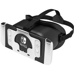 DEVASO Upgraded VR Headset for Nintendo Switch, Switch OLED Model, Virtual Reality Glasses with Adjustable HD Lenses and Comfortable Head Strap, Labo VR Kit 3D Goggles Accessory (Black&White)