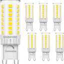 G9 LED Bulb Dimmable, 40 Watt T4 G9 Halogen Equivalent, No-Flicker, Daylight White 6000K, Ceramic Bi Pin Base, Chandelier Lighting, 120V 4W 450LM, 6-Pack