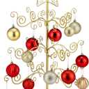 Otoolling 2 FT Jesus Iron Christmas Tree Ornament Display Stand with Hanger Hook Metal Ornament Display Tree Stand Hanger for Jesus Christmas Balls Bauble Decorations Gift Craft Tabletop (Gold)