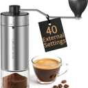 CIRCLE JOY Mini Manual Coffee Grinder with 40 External Adjustable Settings and Ceramic Conical Burr, Portable Stainless Steel Hand Coffee Grinder for Home and Travel