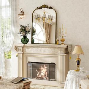 BEAUTYPEAK 20x30 Arched Mirror, Gold Traditional Vintage Ornate Baroque Wall Mirror, Brass Mirror for Bathroom, Bedroom, Hallway, or Fireplace Decor (30"L x 20"W, Retro Gold)