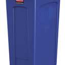 Rubbermaid Commercial Products Slim Jim Plastic Rectangular Recycling Bin/Trash Can with Venting Channels, 23 GAL, Blue, for Kitchens/Classrooms/Offices/Back of House, Pack of 4