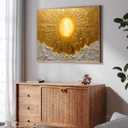 Framed Boho Sun Canvas Wall Art Bohemia Minimalism Golden Abstract Sunrise Sunset Modern Luxury Painting Picture Wall Decor Poster Print Artwork for Living Room Bedroom Office Home Decoration
