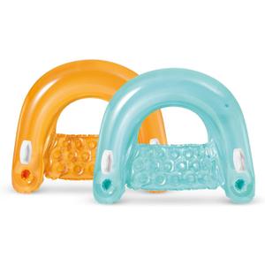 Intex 58859EP Sit 'N Float Inflatable Pool Float: Pool Lounge with Built-in Cup Holders – Heavy-Duty Handles – 220lb Weight Capacity – 58" x 39" – Colors May Vary