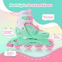 2PM SPORTS Inline Skates with Light Up Wheels, Roller Skates Blades for Boys Girls Kids Ages 5-8 8-12 4-6 6-12, Size Adjustable Beginner Blades Roller Skates (Large - Youth (4Y-7Y US), Green)