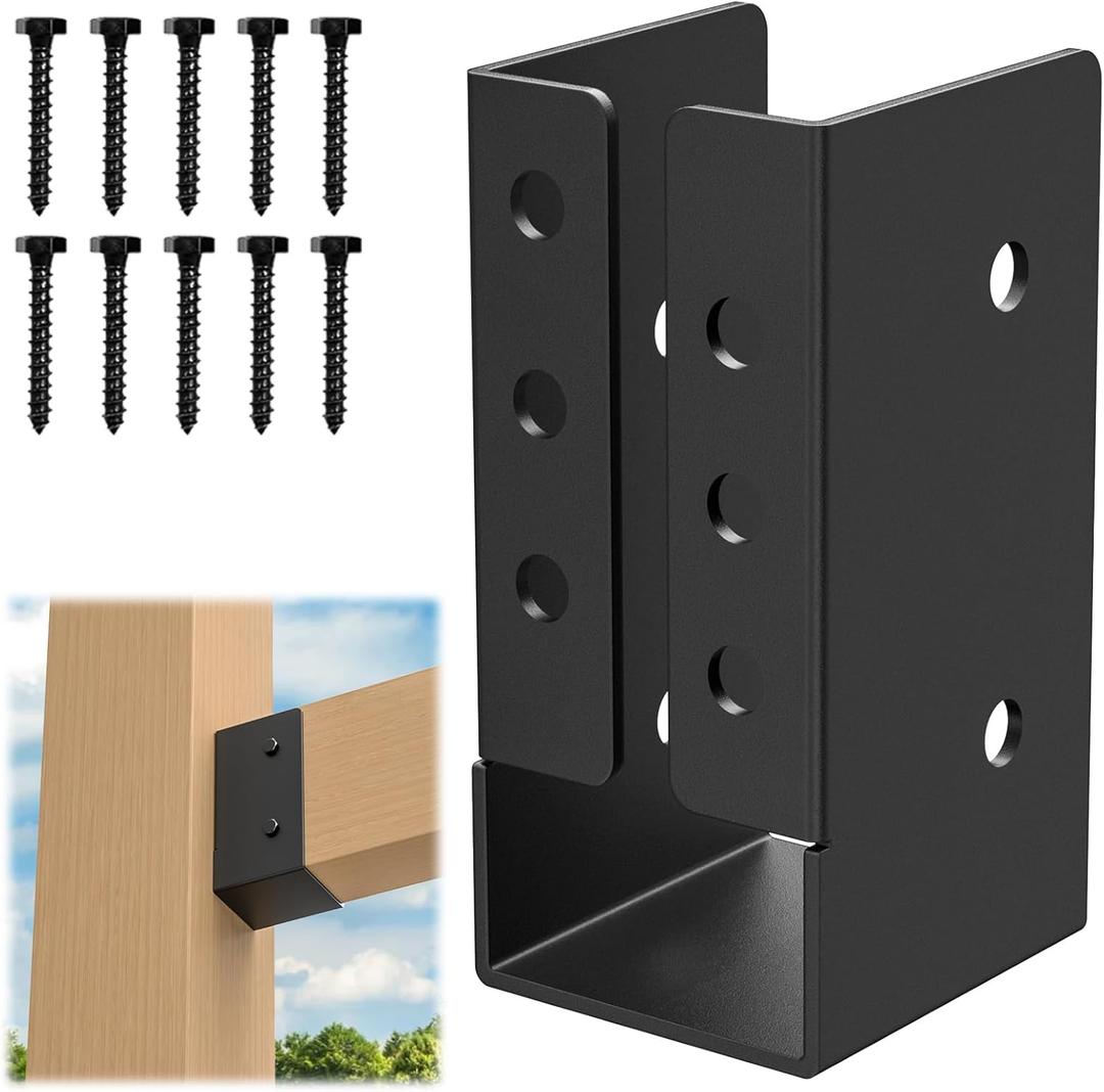 Concealed Joist Hanger (6 Pack), 2"x4" Outdoor Concealed-Flange Joist Bracket with Screws, Q235B Steel Powder Coated Concealed Mount Light Joist Hangers for 2"x4" Beam, Swing, Handrail, Fence