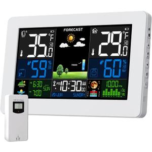Weather Station Wireless Indoor Outdoor Thermometer, Digital Thermometer with Remote Sensor, A