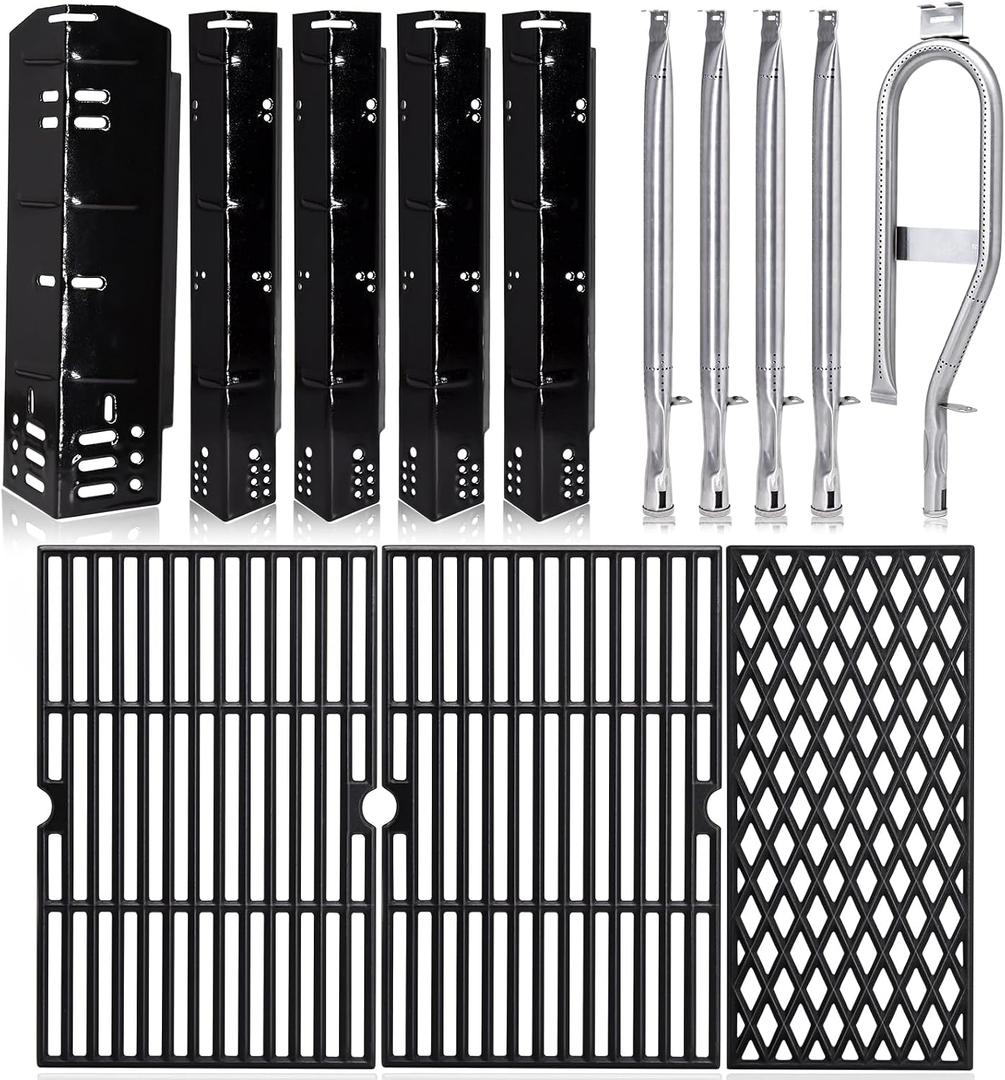 Hiorucet DGH474CRP Replacement Parts for Dyna Glo 5 Burner, Cooking Grates, Heat Plate Tents and Burners for Dyna Glo Grill Replacement Parts DGH474CRP, DGH483CRP, DGH474CRN-D, DGH474CRN, DGH485CRP.