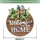 Interchangeable Seasonal Welcome Sign Front Door Decoration, Rustic Round Wood Wreaths Wall Hanging Outdoor, Farmhouse, Porch, for Spring Summer Fall All Seasons Holiday Halloween Christmas.
