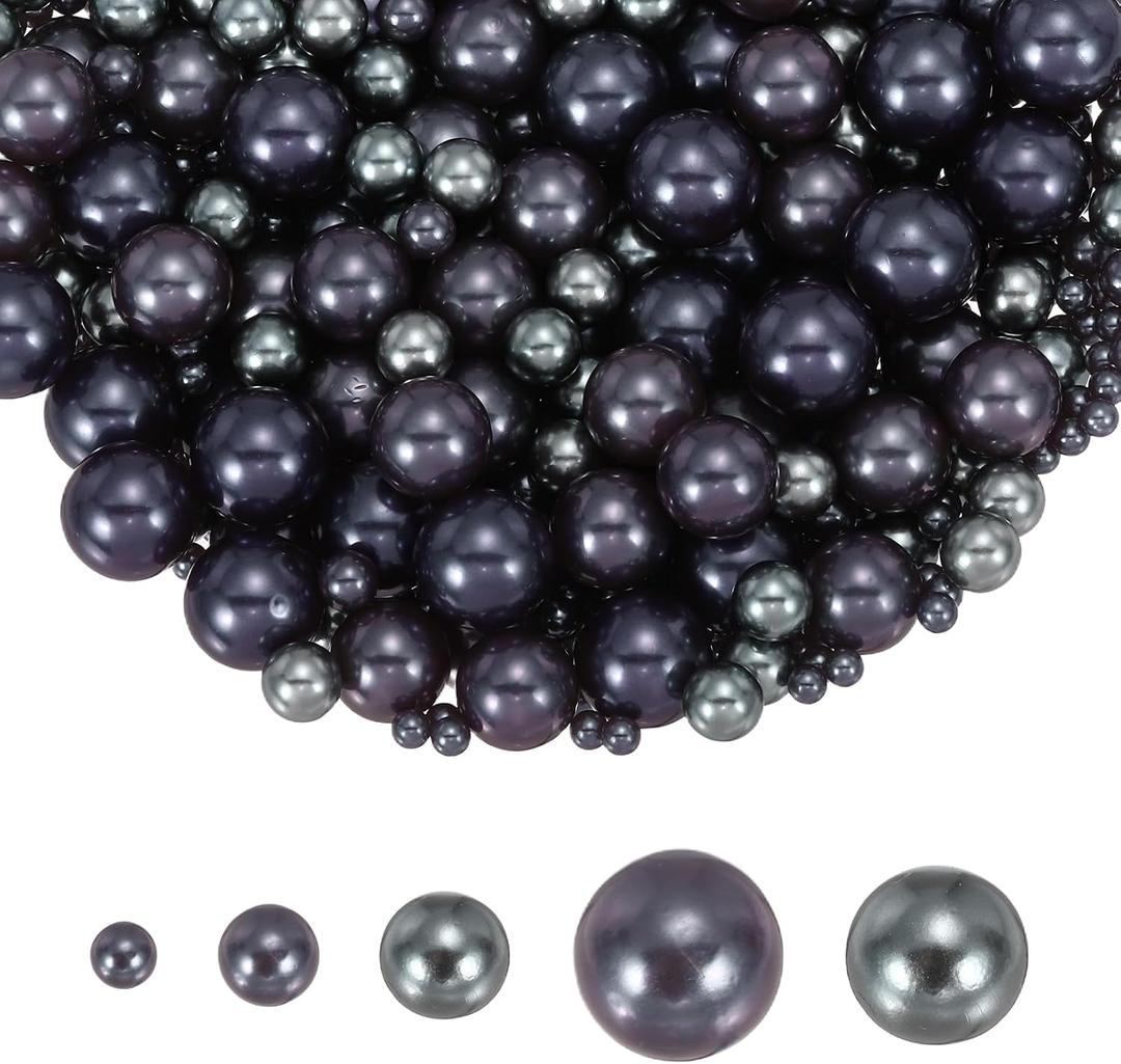 PATIKIL 4/6/8/12/14mm Pearl Bead for Vase Filler, 600 Pcs NO Hole Round Faux Pearl Floating Beads for Centerpieces Wedding Vase Filling Crafts Aquarium Home Decor, Grey