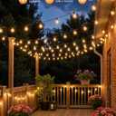 Brightown Outdoor String Lights, 100FT Shatterproof LED Patio Lights with 46 Dimmable Plastic G40 Bulbs, 2700K Waterproof Connectable Hanging String for Backyard, Cafe, Porch, Deck, Home Decor