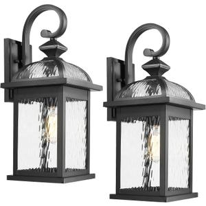 Darkaway 2pcs Outdoor Lights Fixtures Wall Mount, Large 22inch Outdoor Wall Sconce Lights with Water Ripple Glass Outside Exterior Lights Fixture for House Front Porch Patio