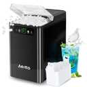 Aeitto Nugget Ice Maker Countertop, Pellet Ice Machine Soft Chewable Ice 40lbs/Day, One-Click Operation, Auto Self-Cleaning Crushed Ice Makers Stainless with Scoop for Home/Kitchen/Office (Black)