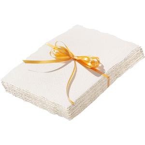 50 Sheets Deckled Edge Paper 5 x 7inch, 160 GSM Handmade Paper Rough/Textured Watercolor Paper for Wedding Invitations, Cards, Crafts