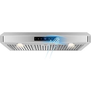 36 inch Under Cabinet Range Hood 1200 CFM with 4-Speed Gesture Sensing & Touch Control, Stainless Steel Kitchen Stove Vent Hoods with 2 LED Lights, Time Setting, Dishwasher-Safe Baffle Filters