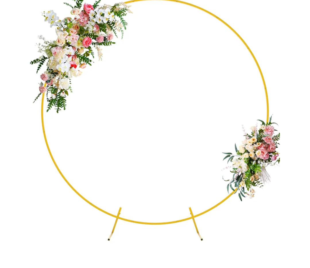 Wokceer Round Backdrop Stand 6.6FT Circle Balloon Arch Frame Circle Backdrop Stand Gold Round Arch for Wedding Birthday Party Bridal Shower Anniversary Event Ceremony Decoration