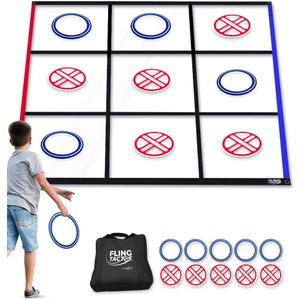 Swooc Games® - Fling Tac Toe™ (9ft x 9ft) Giant Tic Tac Toe Game Outdoor | Weatherproof Giant Outdoor Games for Adults and Family | Large Backyard Games for Kids | Jumbo Outside Yard & Lawn Game