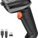 Tera Barcode Scanner Wireless Versatile 2-in-1 (2.4Ghz Wireless+USB 2.0 Wired) with Battery Level Indicator, 328 Feet Transmission Distance Rechargeable 1D Laser Bar Code Reader USB Handheld (Grey)