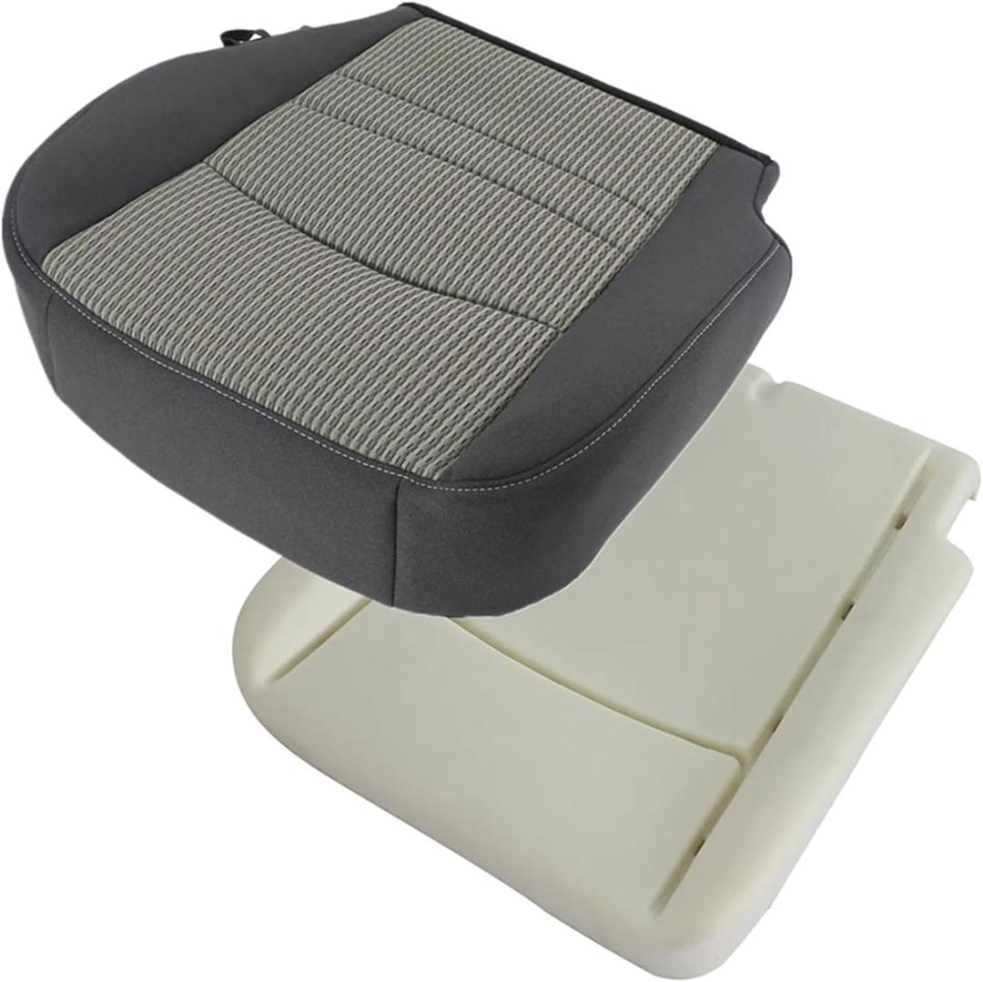 NLQR Front Driver Side Bottom Replacement Cloth Seat Cover & Foam Cushion Compatible with Dodge Ram 1500 2500 3500 4500 5500 SLT 2009 2010 2011 2012