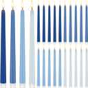 Baquler 24 Pcs 11'' Blue Flameless Taper Candles Battery Operated Candles LED Plastic Gradient Flickering Candlesticks for Wedding Church Dinner Home Christmas Party Decor