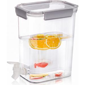 Elsjoy 1.2 Gallon Plastic Drink Dispenser with Spigot, Cold Beverage Dispenser Fridge Drink Container for Iced Tea, Lemonade, Coffee