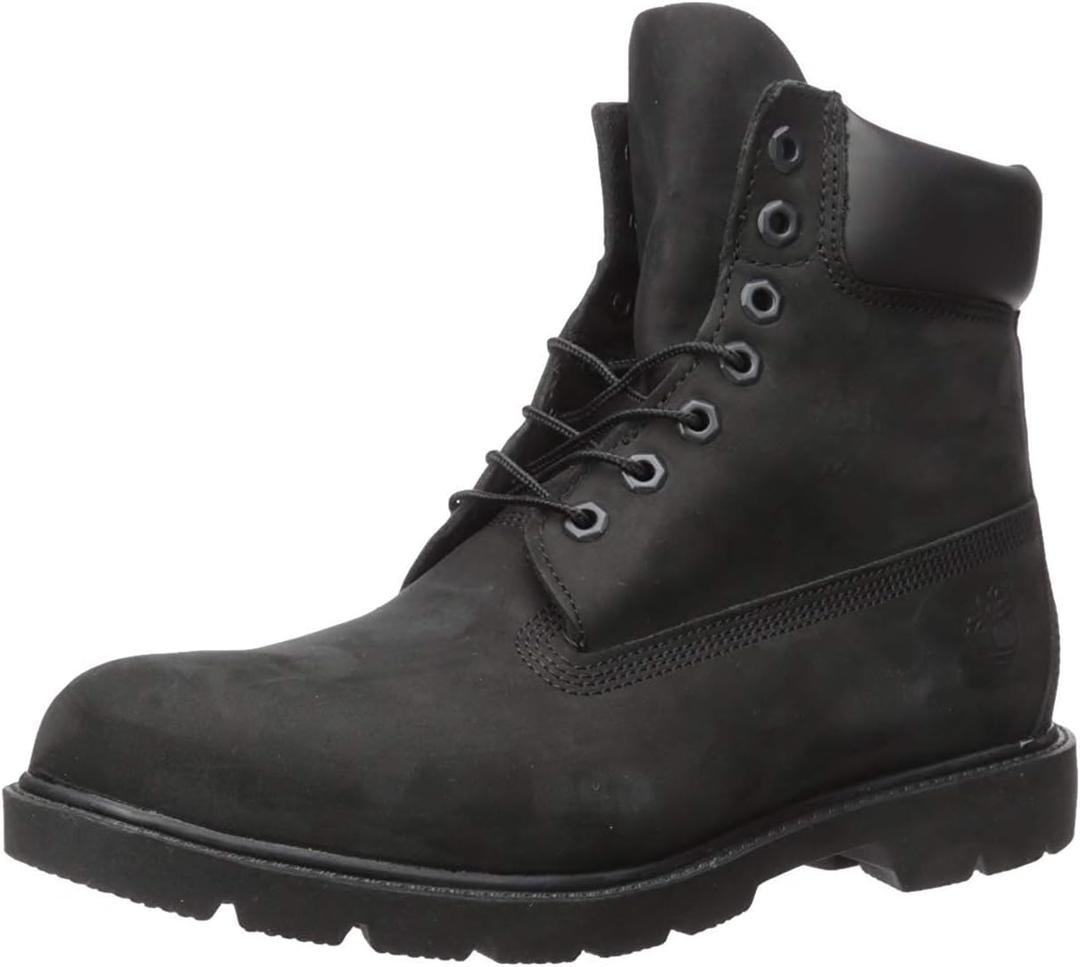 Timberland Men's 6 Inch Basic Waterproof Boots with Padded Collar (9 Wide, Black Nubuck V1)