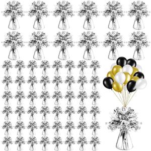 Shappy 60 Pcs Metallic Balloon Weights bulk Heavy Solid Anchor Balloon Holder Weights 5.3 oz Foil Table Centerpiece DIY Decor for Birthday Baby Shower Wedding Party Festival Decorations(Silver Color)