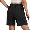 Hugut Women's Lightweight Hiking Cargo Shorts Quick Dry Athletic Shorts Camping Travel Golf Zipper Pockets Water Resistant (Black, L)