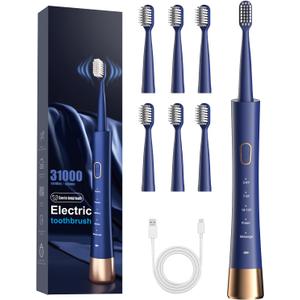 JTF Orthodontic Electric Toothbrush for Braces: 6 U-Shaped Soft Brush Heads, 5 Brushing Mode, 2Min Timer, IPX7 Waterproof, Deep Oral Clean, Rechargeable Sonic Toothbrushes for Tooth with Dental Device