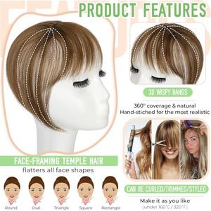Cephermer Bangs Hair Clip in Bangs 360°3D Cover Hair Topper Synthetic HairPieces for Women 344