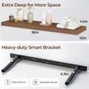 Fun Memories Floating Shelves for Wall 36 Inch Set of 3, Farmhouse Floating Shelves with Invisible Heavy Duty Bracket, 10 Inch Deep Bathroom Shelves for Storage, Living Room, Kitchen, Decor, Walnut
