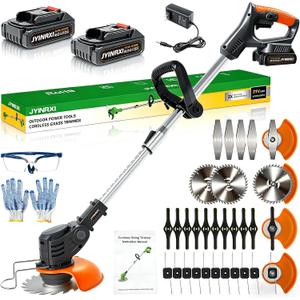 Electric Weed Wacker Cordless, with 2 Battery 26 Pcs Blades Charger, 33-47 inches