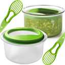 2 Pack Guacamole Keeper, With Green Airtight Lid And Avacado Multi-Functional Cutting Tool, Avocado Container, For Guacamole, Fruit, Salad Storage