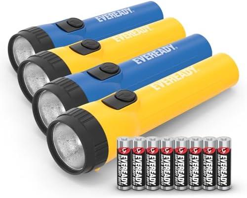 EVEREADY LED Flashlights (8-Pack), Bright Flashlights for Emergencies and Camping Gear, Flash Light with AA Batteries Included, Blue/Yellow (8-Pack)