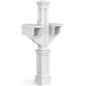 Mayne Rockport Double Arm Mail Post - White - 18in L x 23in W x 56.5in H - Standard Post, 2x Paper Holder Arms (5811-W)
