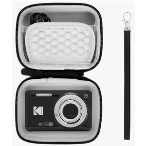 Digital Camera Case Compatible with KODAK PIXPRO FZ55 F45/CAMKORY/Canon IXUS 285 HS/VAHOIALD, Small Compact Camera Carrying Case with Mesh Pocket Wristband (Black)