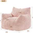 Achicsofar Giant Bean Bag Chairs for Adults Teens, Large Bean Bag Sofa Chairs with Filling Comfy Fuzzy BeanBag Chair with Armrests for Bedroom Living Room Reading, Medium
