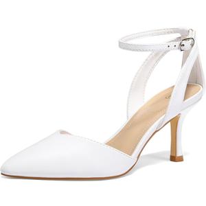 mysoft Women's Pumps Shoes Pointed Toe Kitten Low Heels Stiletto Ankle Strap Closed Toe Wedding Party Dress Sandals, Size 12 