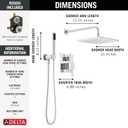 Delta Modern 14 Series Square Rain Shower System Faucet Set, Rainfall Chrome Shower Head and Handle Set, Valve Trim Kit, 10 Inch, Chrome 342701