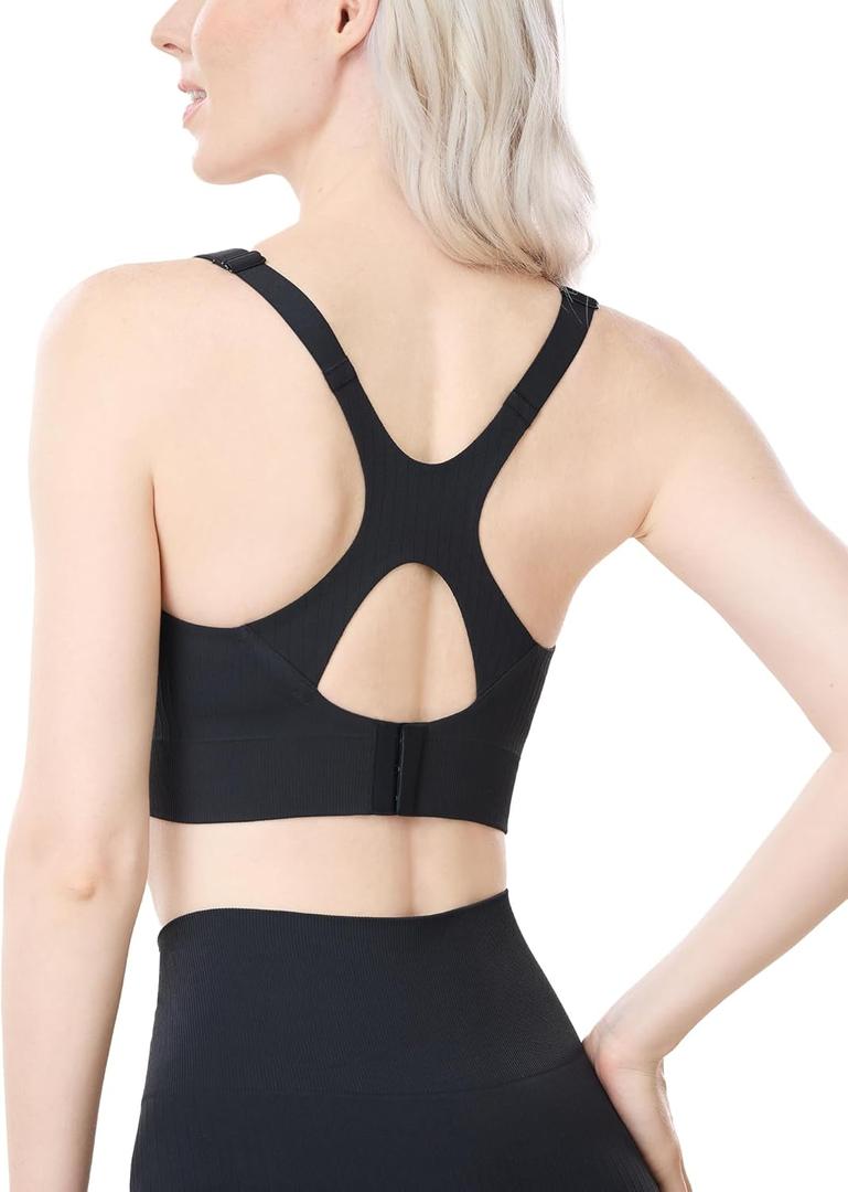 Momcozy Nursing Bras for Breastfeeding, Ribbed Maternity Bra with Racerback, Soft Stretchy Nursing Sports Bra for Yoga (Small, Black)