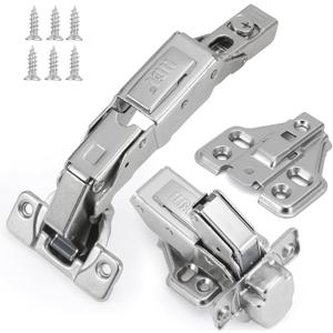 HBL' 2 Pack 165 Soft Close Cabinet Hinges, 35mm Full Overlay European Concealed Hinges for Frameless Kitchen Cabinets, Wide Opening Corner & Lazy Susan Cabinet Hinges