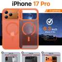 Magnetic for iPhone 17 Pro Case,[Anti-Slip][Compatible with MagSafe][Military Grade Drop Protection] Shockproof Protective Translucent Matte Phone Case for iPhone 17 Pro Case,Orange