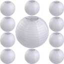 Adorox 10" White Round Paper Lantern Home Decoration (White (10 Lanterns))