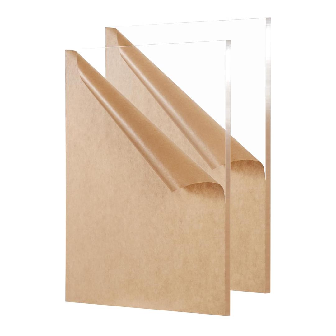 KAITELA 2 Pack 8" x 12" Clear Acrylic Sheet 1/4" Thick (6mm) Cast Plexiglass Board for Craft Projects, Sign, Display Cases, Laser Cutting, Engraving, Home Decor