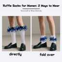 Women Ruffle Socks Lace Frilly Cotton Crew Socks Non-Slip Dress Socks Fold Cuff for Bride Pageant Sock For Women