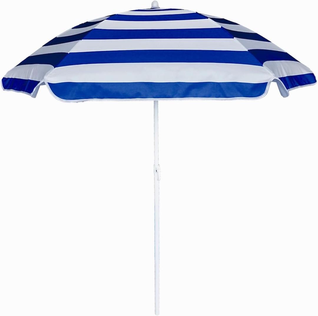AMMSUN 5ft Seaside Umbrella for Sand and Water Table Sand Box - Kids Durable Umbrellas for children Beach Camping Garden Outdoor Play Shade (5ft Blue White)